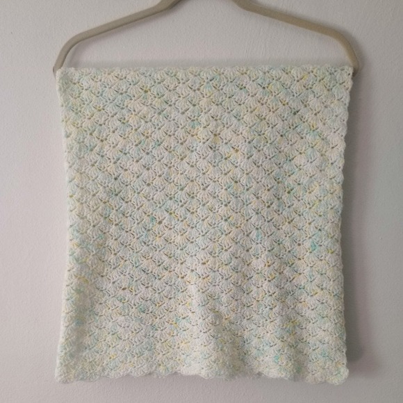 Vintage Unbranded Handmade Cream Baby Blanket Stich Crochet One Size - Picture 1 of 2